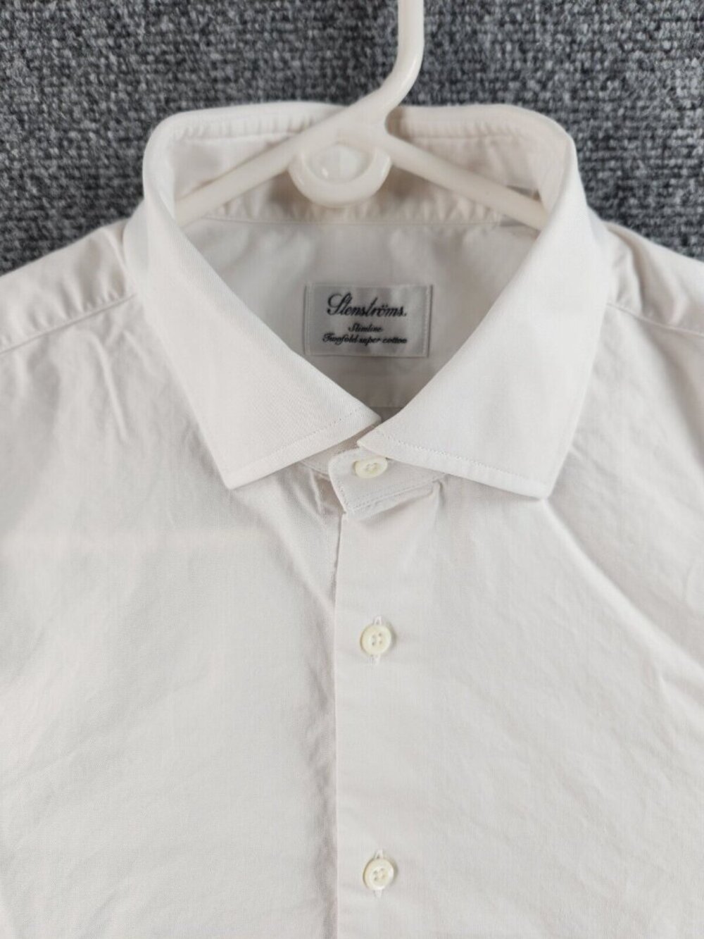 Stenstroms Long Sleeve Button Up Shirt Men Cotton Slimline 15.75 (40) White
